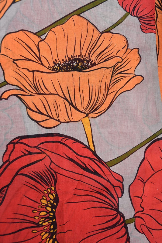 Kimono Fuchsia Orange Floral Kort | Youtrend