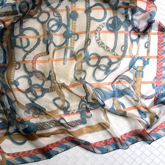 Luxus Chiffon skjerf mønstret Print Beige | Youtrend