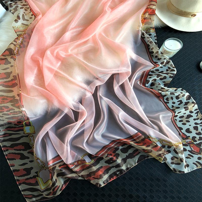 Luxus Chiffon skjerf leopard Print Pink | Youtrend