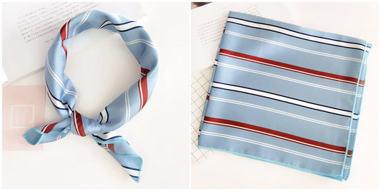 Tørkle med mønster i Silk feel Lys Blå | Youtrend