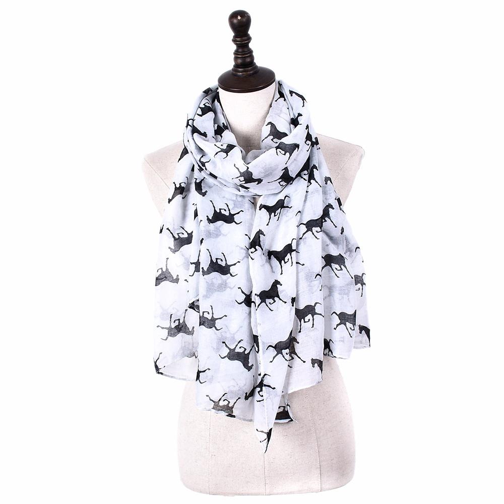 Skjerf Fashion Hestemotiv Hvit | Youtrend