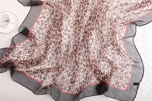 Luxus Chiffon skjerf Leopard Print Beige | Youtrend