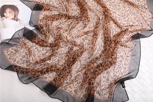 Luxus Chiffon skjerf Leopard Print Light Brown | Youtrend