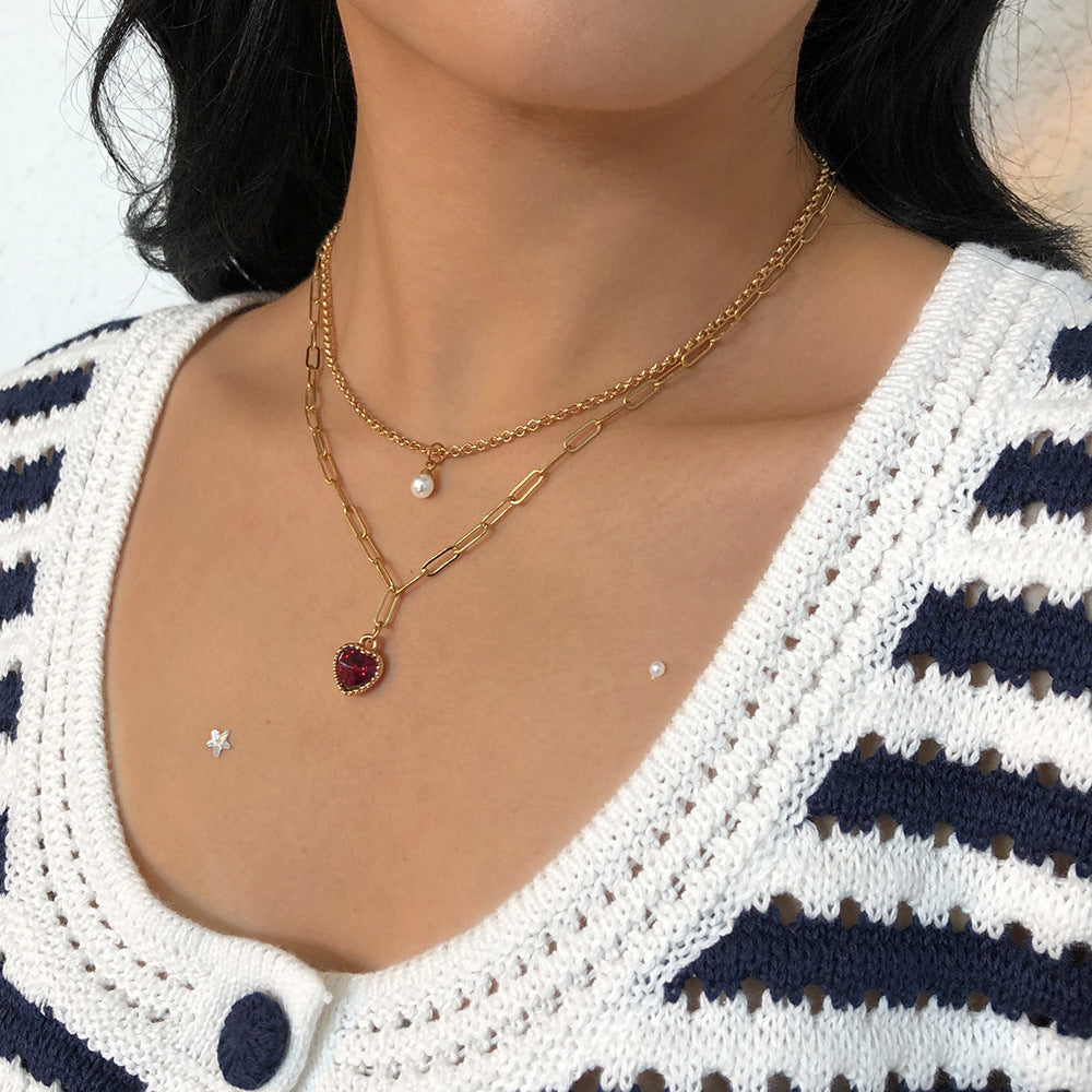 RHINESTONE PEARL HALSKJEDE