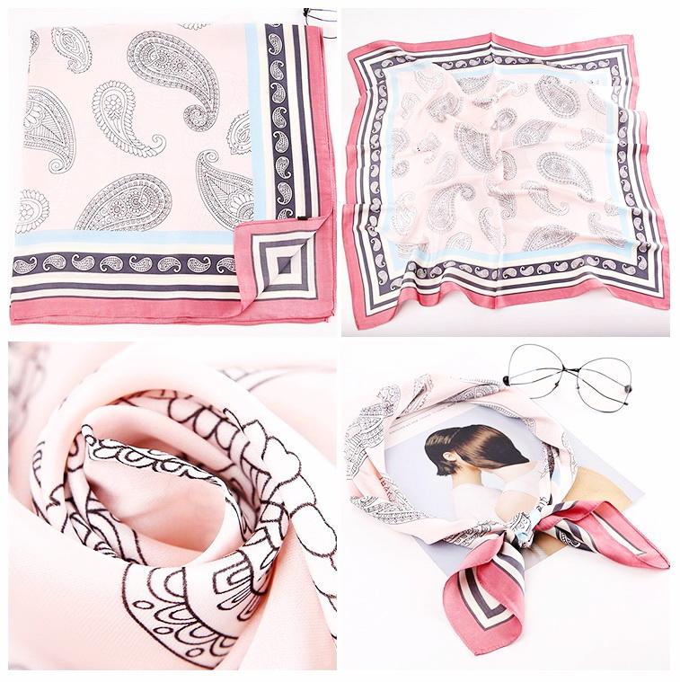 Tørkle med Mønster print i Satin Silk Rosa | Youtrend