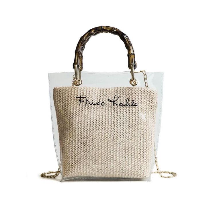 Veske Fashion Rattan i klar PVC Lys | Youtrend