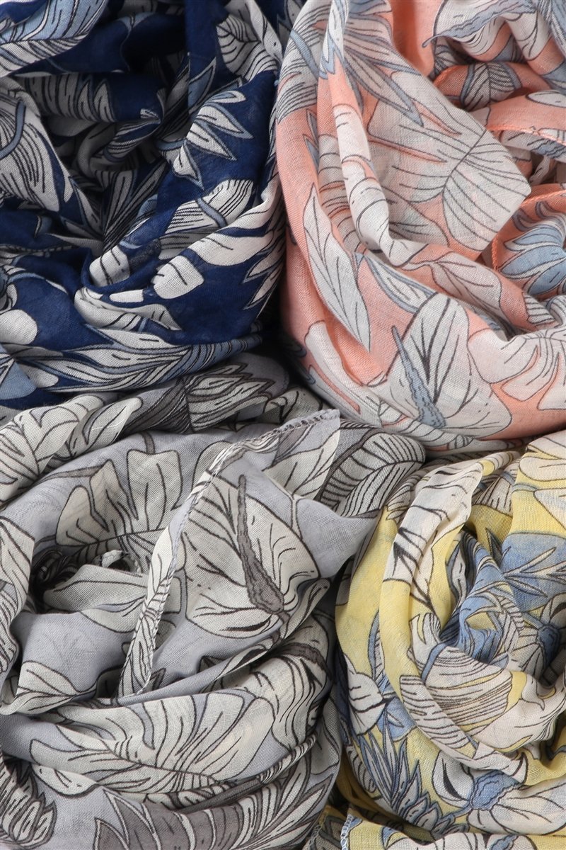 Skjerf med bladmønster Blå | Youtrend