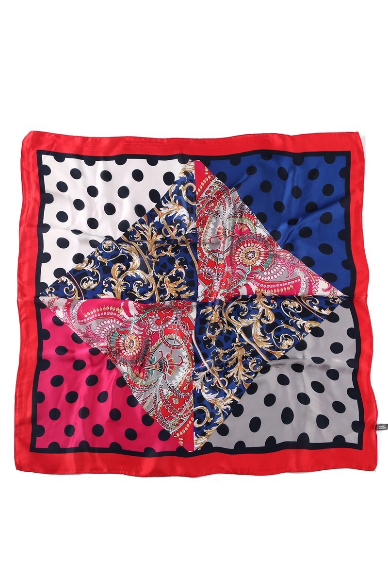 Tørkle Silke Polka-dot print Rød kant | Youtrend