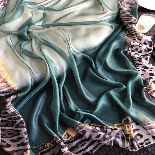 Luxus Chiffon skjerf leopard Print Green | Youtrend