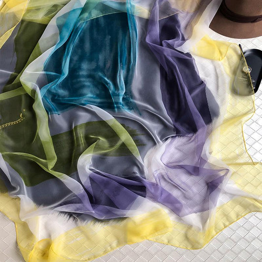 Luxus Chiffon skjerf Print Yellow | Youtrend
