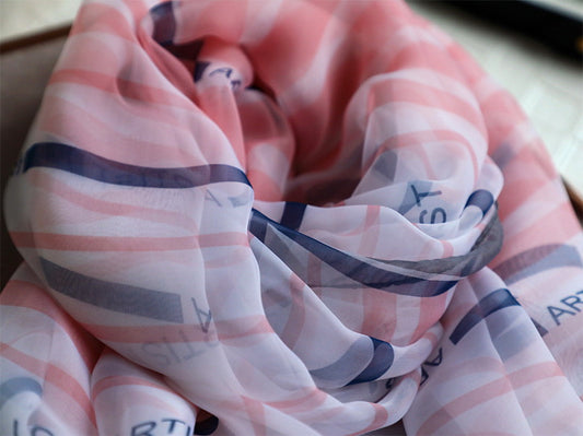 Luxus Chiffon skjerf Stripe Print Pink | Youtrend