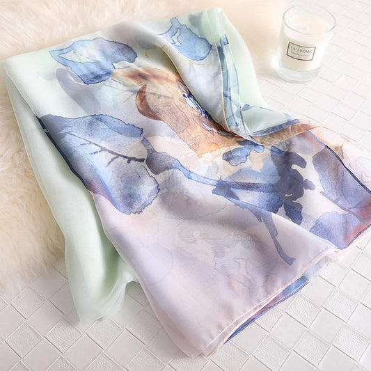 Luxus Chiffon skjerf Pastel Print Green | Youtrend