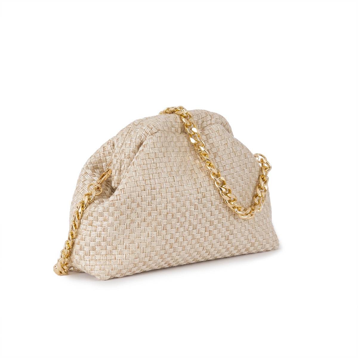 MATHILDE VEVET CLUTCH - LYS BEIGE
