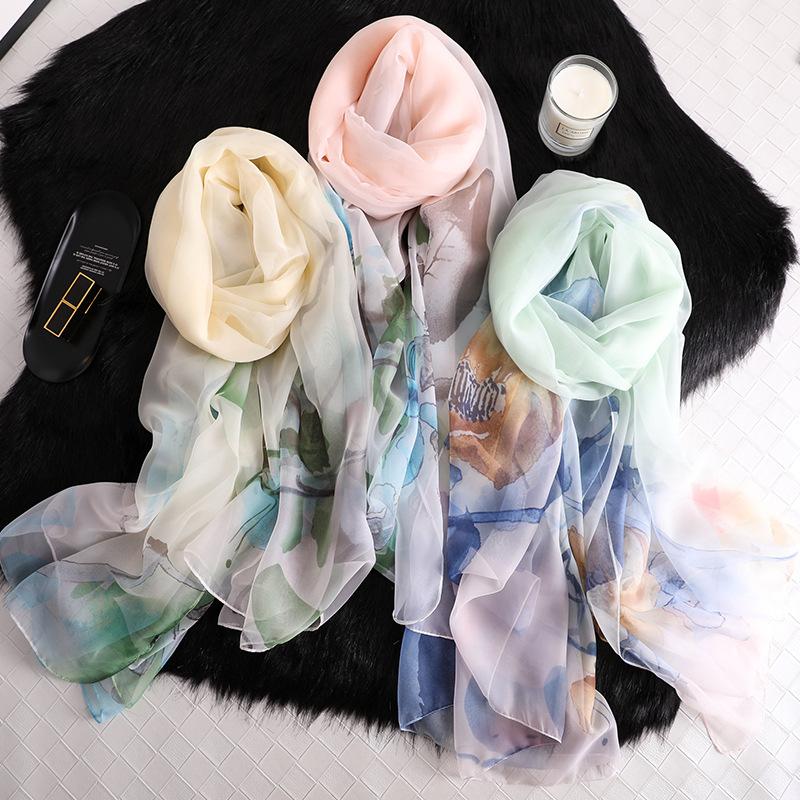 Luxus Chiffon skjerf Pastel Print Pink | Youtrend