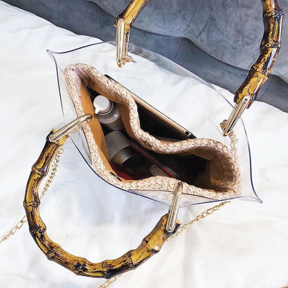 Veske Fashion Rattan i klar PVC Lys | Youtrend