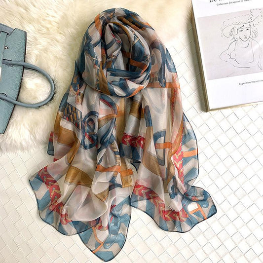 Luxus Chiffon skjerf mønstret Print Beige | Youtrend
