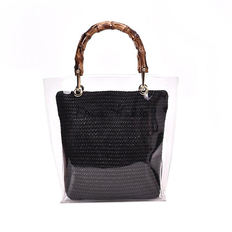 Veske Fashion Rattan i klar PVC Sort | Youtrend