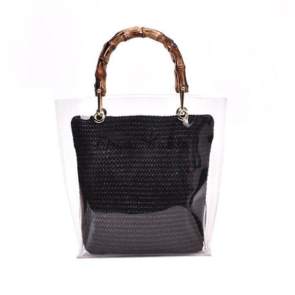 Veske Fashion Rattan i klar PVC Sort | Youtrend