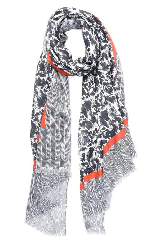 Mønstret skjerf med rød kant | Youtrend