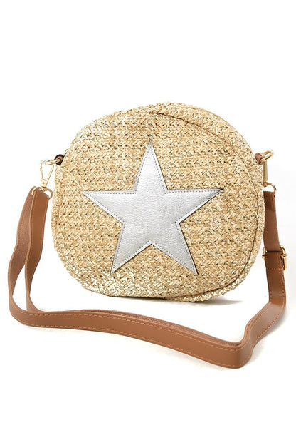 Veske Krem Silver Star Rund Strå | Youtrend