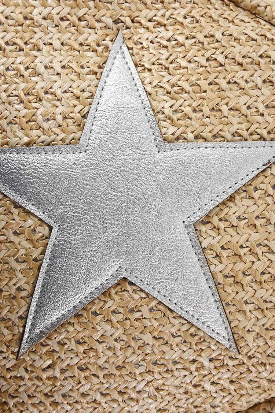 Veske Krem Silver Star Rund Strå | Youtrend
