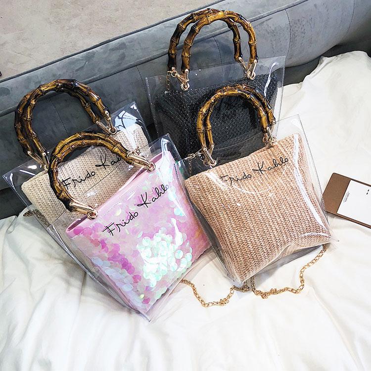 Veske Fashion Rattan i klar PVC Lys | Youtrend
