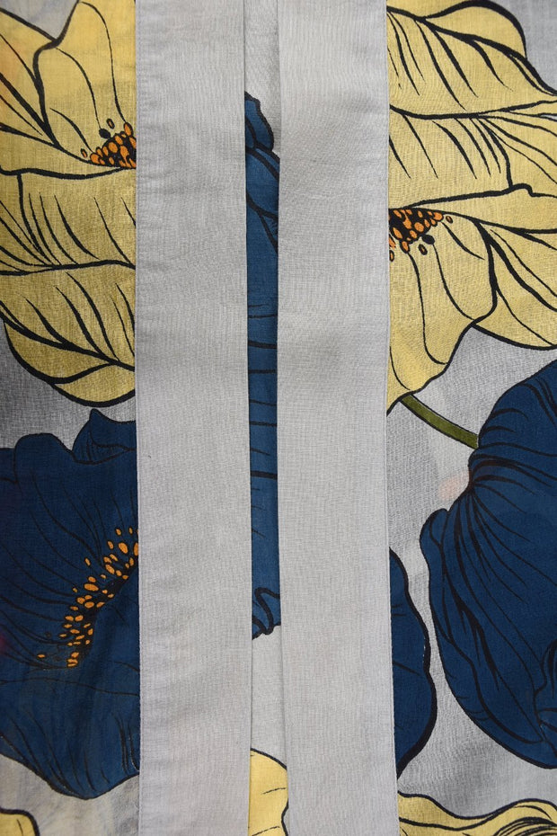 Kimono Blue Yellow Floral Lang | Youtrend