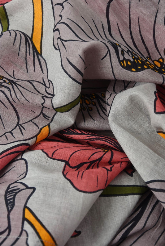 Kimono Pink Grey Floral Lang | Youtrend