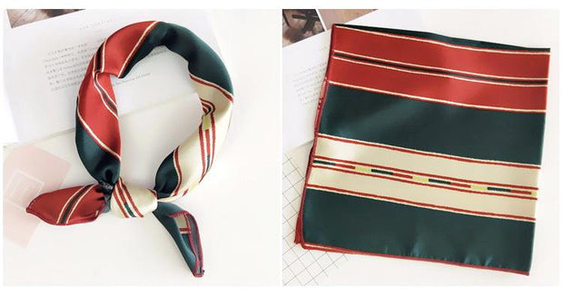 Tørkle med mønster i Silk feel Rød/Grønn | Youtrend