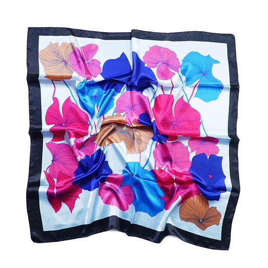 Tørkle Lotus print i Satin Silk feel Blå | Youtrend