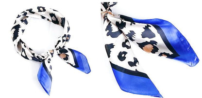 Tørkle Leopard print i Satin Silk Blå | Youtrend