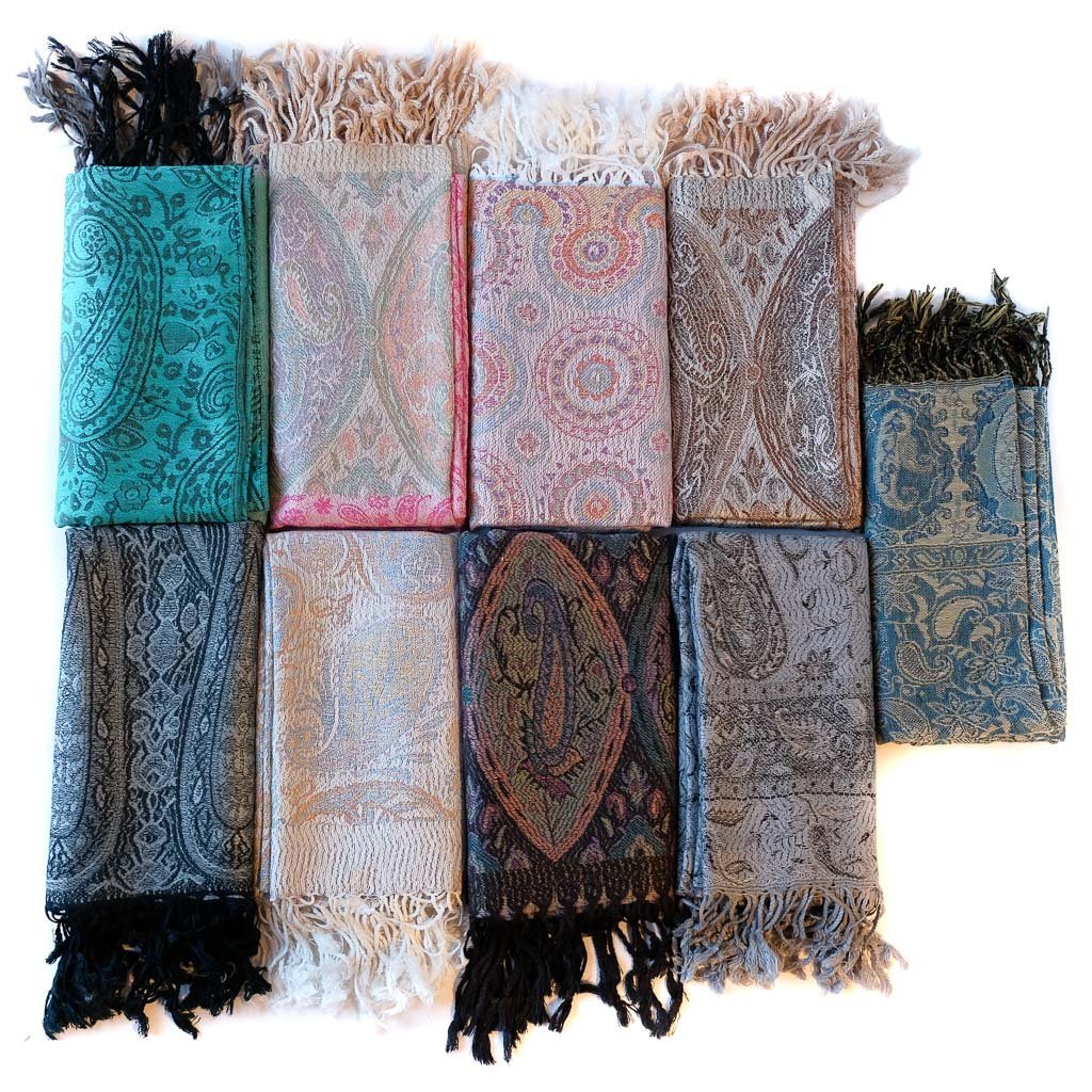 Skjerf Thai Pashmina gul/blå pastell | Youtrend