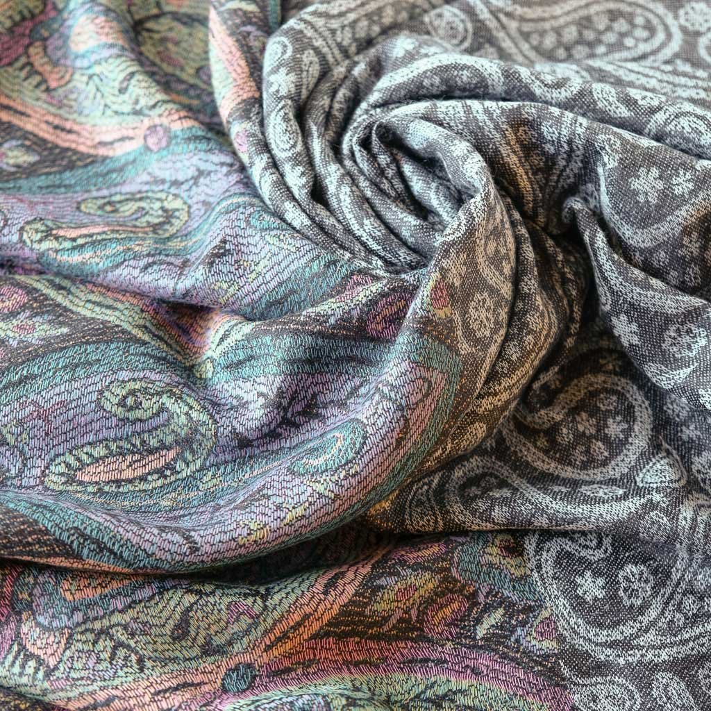 Skjerf Thai Pashmina grå med farget kant | Youtrend