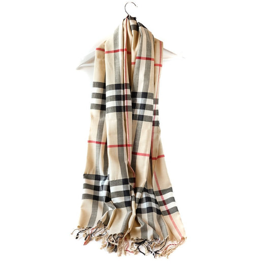 Skjerf rutemønster beige | Youtrend