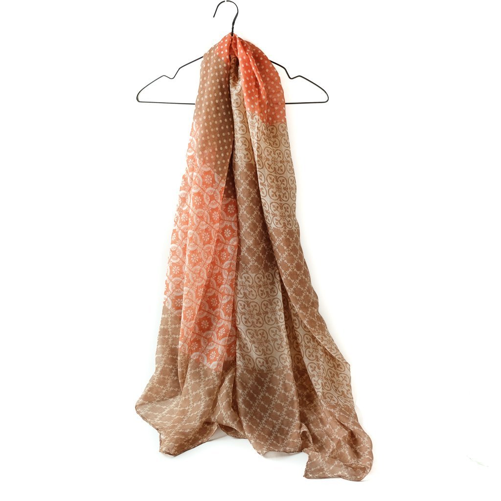 Skjerf mønstret lysebrun/rosa | Youtrend