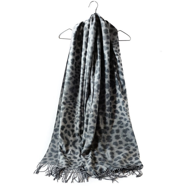 Skjerf Cashmere grå leopard | Youtrend