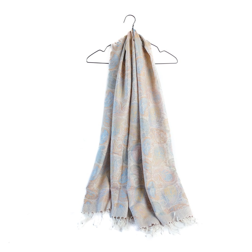 Skjerf Thai Pashmina gul/blå pastell | Youtrend