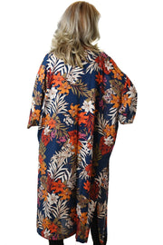 Kimono Navy Flower Print Lang | Youtrend