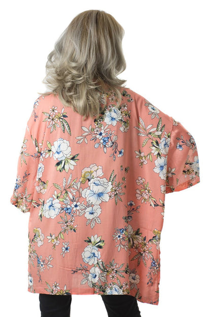 Kimono Coral Flower Print Kort | Youtrend