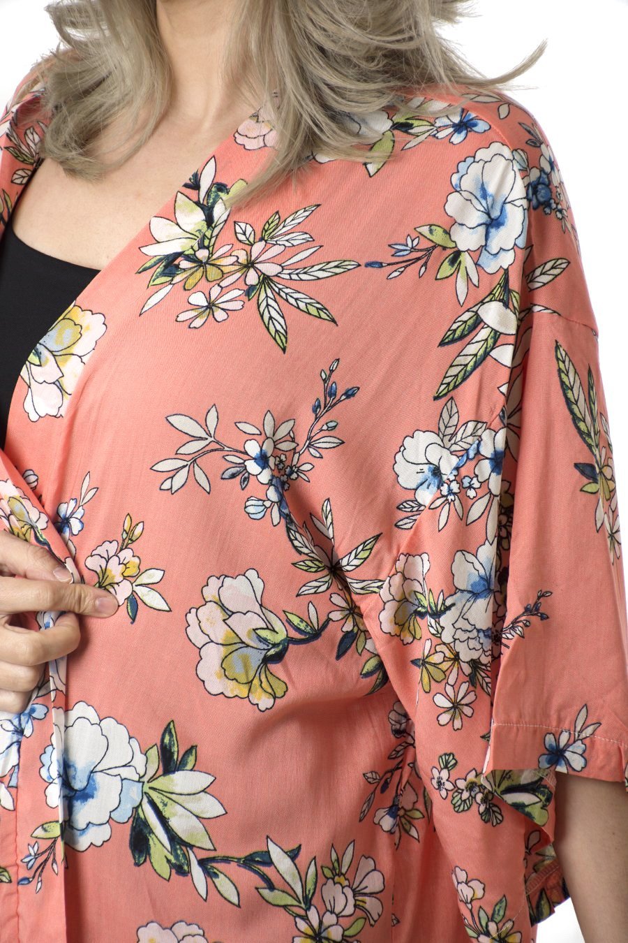 Kimono Coral Flower Print Kort | Youtrend