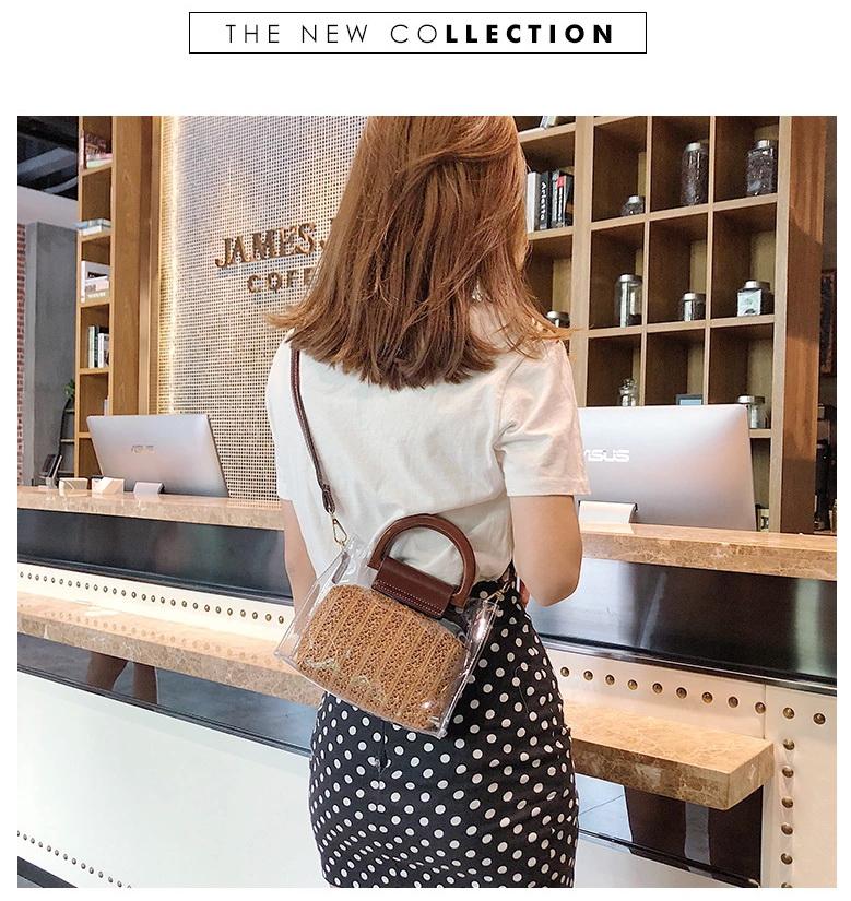 Veske Fashion Rattan liten i klar PVC Sort | Youtrend