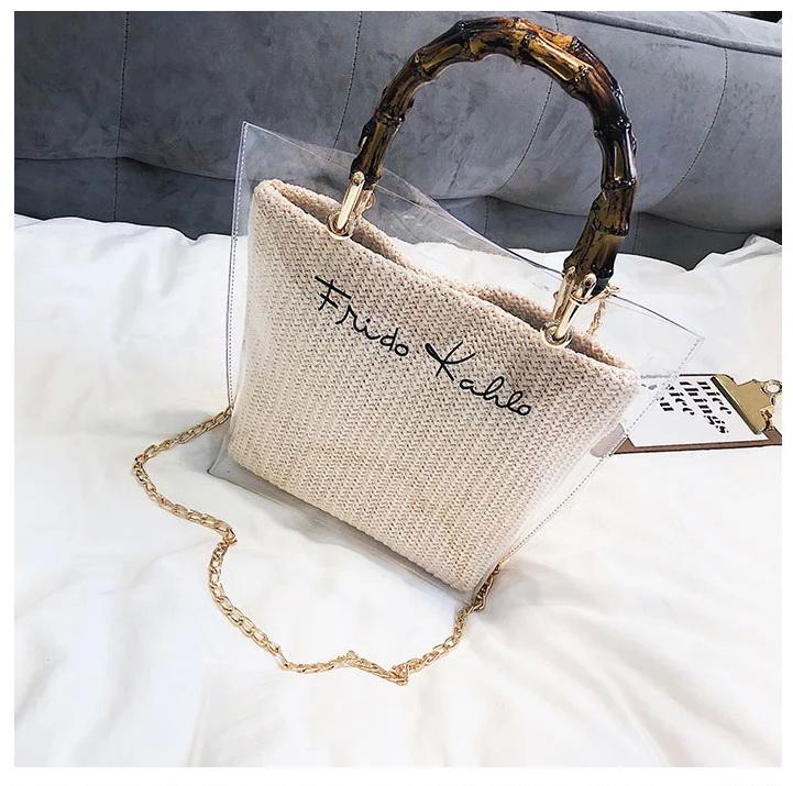 Veske Fashion Rattan i klar PVC Lys | Youtrend