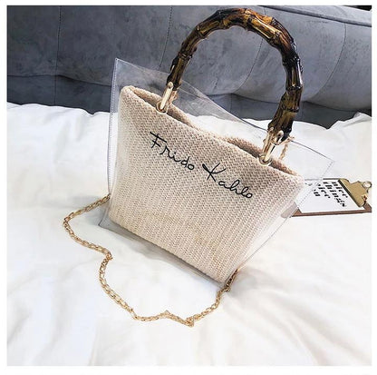 Veske Fashion Rattan i klar PVC Lys | Youtrend