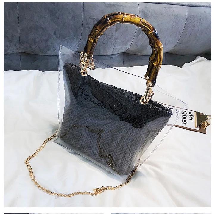 Veske Fashion Rattan i klar PVC Sort | Youtrend