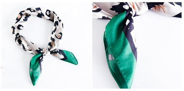 Tørkle Leopard print i Satin Silk Grønn | Youtrend
