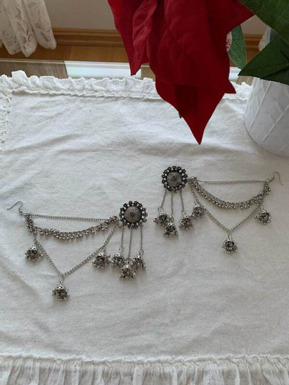 SØLVFARGET BAHUBALI ØREPYNT FRA INDIA