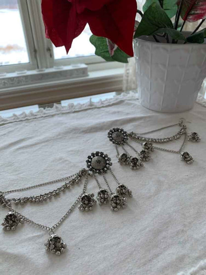 SØLVFARGET BAHUBALI ØREPYNT FRA INDIA