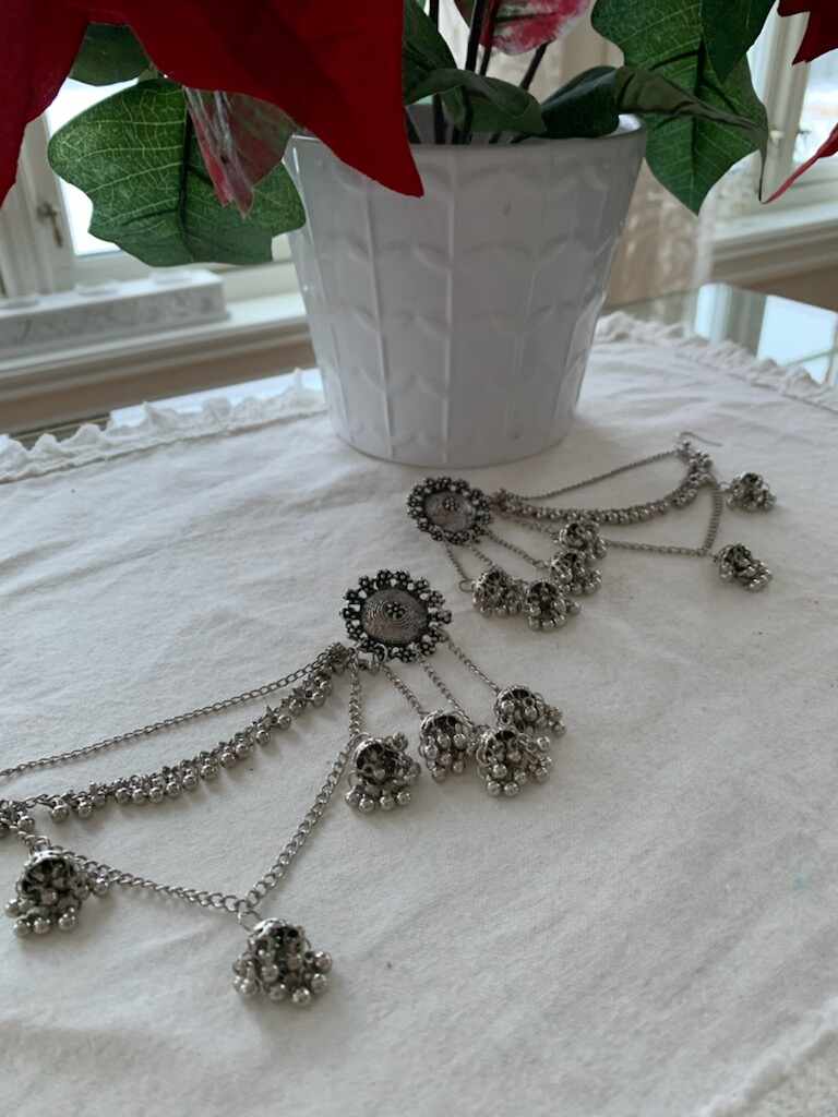 SØLVFARGET BAHUBALI ØREPYNT FRA INDIA