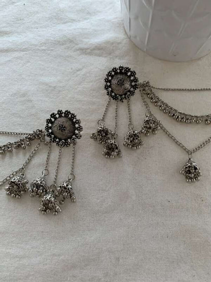 SØLVFARGET BAHUBALI ØREPYNT FRA INDIA