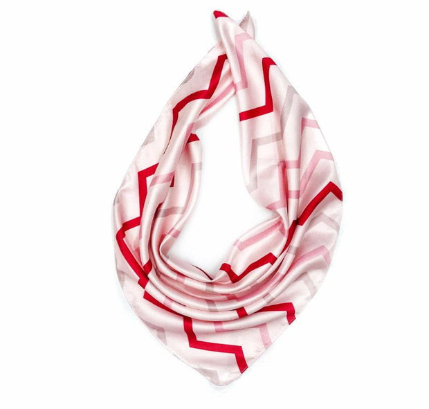 Tørkle med mønster i Silk feel Hvit/Rød | Youtrend